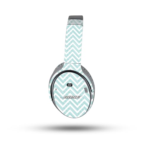 Image of MightySkins Carbon Fiber Skin Compatible with Bose QuietComfort 35 II Headphones - Aqua Chevron | Protective, Durable Textured Carbon Fiber Finish | Easy to Apply