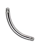 Stablänge: 12 mm Bauchnabel Piercing gebogener Titan Stab in 1,6 x 12 mm ohne Kugeln