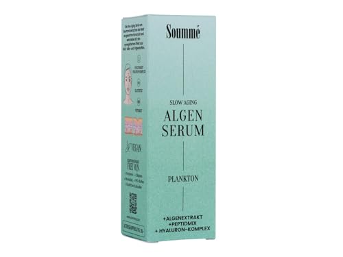 Soummé Sérum de algas 50 ml, antiedad con péptido antiarrugas, algas verdes, extracto de plancton, complejo hialurónico
