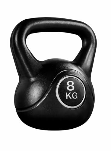 Toshionics 8Kg Kettlebell Dumbbell | Strength Training Weight PVC Coated Cast Iron Full Body Workout Equipment for Home Gym Indoor Outdoor Fitness Exercise - Black