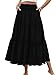 HUSKARY Boho Maxi Skirts for Women Trendy Summer 2025 Elegant Tiered Midi Skirts Loose Flowy Long Skirt,Black,XX-Large
