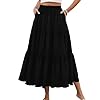 HUSKARY Women’s Summer Casual Elegant Smock Layered Tiered Maxi Skirt High Waisted A Line Flowy Long Skirts with Pockets