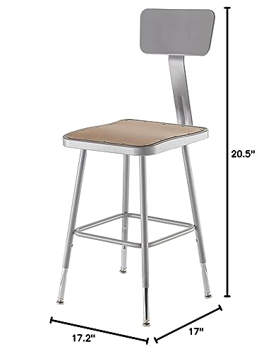 Butaco National Public Seating 6318HB de acero con asiento cuadrado ajustable y respaldo, 19"-27", gris miniatura 2