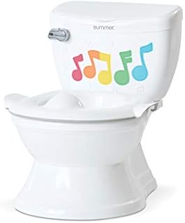 Summer My Size Potty Lights and Songs Transitions, White  Realistic Potty Training Toilet with Interactive Handle that Plays Music for Kids, Removable Potty Topper/Pot, Wipe Compartment, Splash Guard