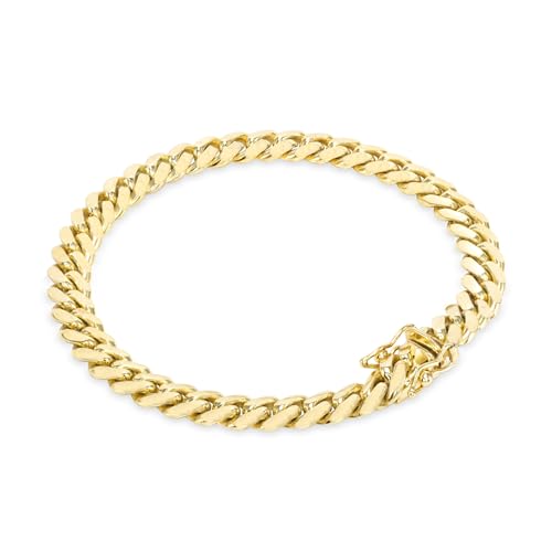 Nuragold 18k Real Yellow Gold Solid Miami Cuban Link 6mm Chain Bracelet (7