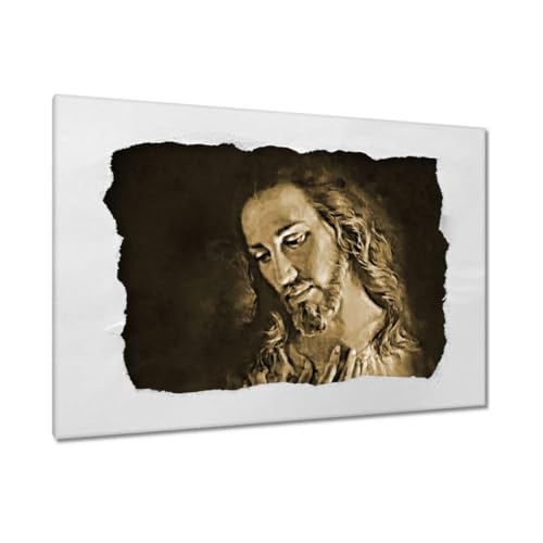 Tableau Jésus Christ toile imprimée 120 x 80 cm grand format sépia H7811M