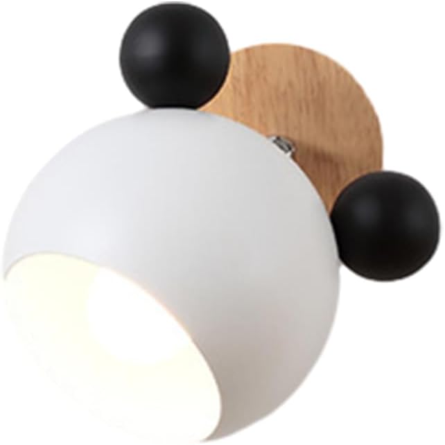 Cartoon Mouse Wall Lamp Iron LED 350° Adjustable Wall Sconces Fixtures Mid Century Modern Cute Wall Lights Indoor Decor Wall Lighting Fixture for Kids Boys Girls Bedroom (White1)