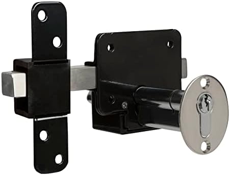 Gatemate 1490106 Euro Long Single Throw Lock with Thumb Turn P11, Black/Stainless Steel, 50 mm