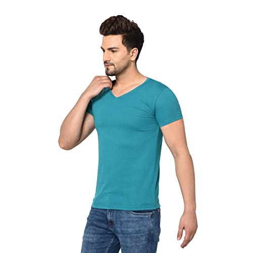 Image of Men's Cotton Blend Half Sleeve V Neck Tshirt