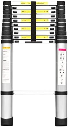 ATCEPFU 10.5FT Telescoping Ladder Aluminum Telescopic Extension Multi-Purpose Folding Ladder Portable Heavy Duty Steps Anti-Slip Rubber Feet 330lbs Max Capacity