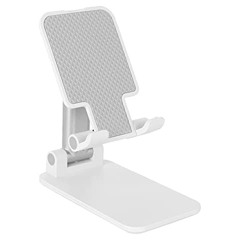 Leapiture Mobile Phone Holder Foldable and Retractable Multifunction Desktop Stand Mobile Phone Placement Tool for Watching Tv Series and Playing with Tablets (White) Cover