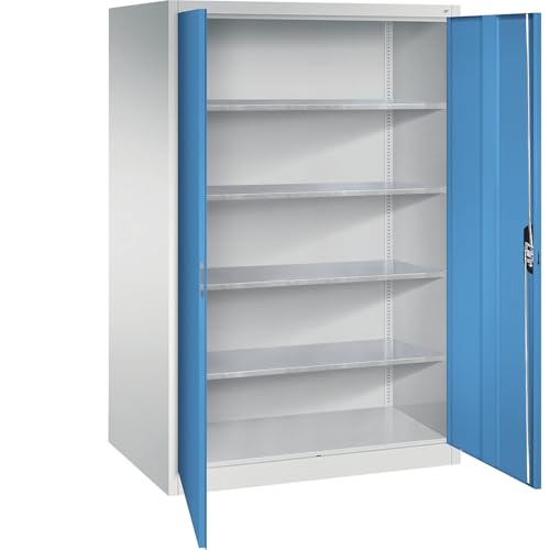 Werkstatt-Flügeltürschrank HxBxT 1950 x 1200 x 800 mm lichtgrau   lichtblau C+P