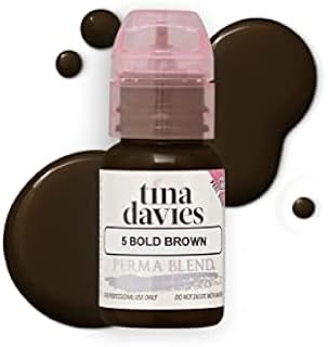 Tina Davies Professional X Perma Blend Brow Pigment - Permanent Eyebrow Makeup - Colours Heal True to Tone - High Retention - Bold Brown, 1/2oz