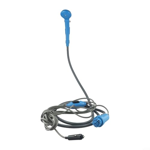 Doccia da campeggio portatile da 12 V CC con pressione regolabile, flusso 2,5 l/min, cavo da 4 m e tubo da 2 m, per viaggi all'aperto, escursioni e uso in veicoli
