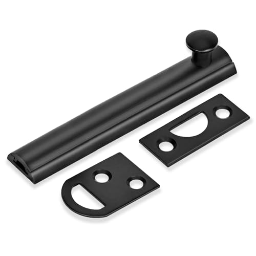 Moosyne 4 Inch Solid Brass Surface Bolt Black, Heavy Duty Concealed Slide Surface Door Bolt, 1 Pack by Moosyne - Used condition - US$8.99