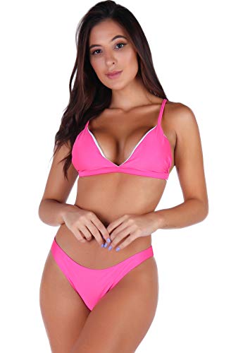 Biquíni Asa Delta com Bojo BOYOU Top Triângulo Praia 072 Rosa (P)