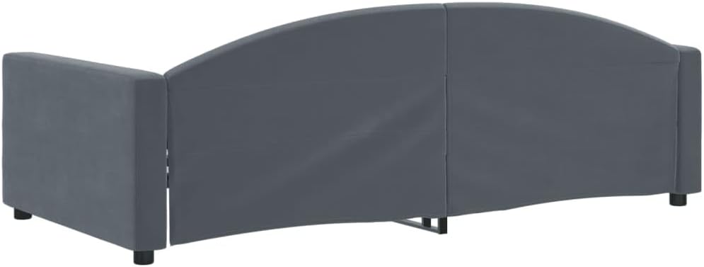 Day Bed Without Mattress Dark Gray Velvet Upholstery 39.4"x74.8" Sturdy Metal Frame Platform Bed with Slatted Foundation for Bedroom Modern Minimalist Furniture