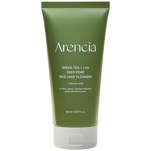 ARENCIA Salicylic Acid, Green Tea + LHA Deep Pore Rice Cake Cleanser – Deep Pore Cleansing, Acne Face Wash, Blackhead Remover, 5.07 fl oz