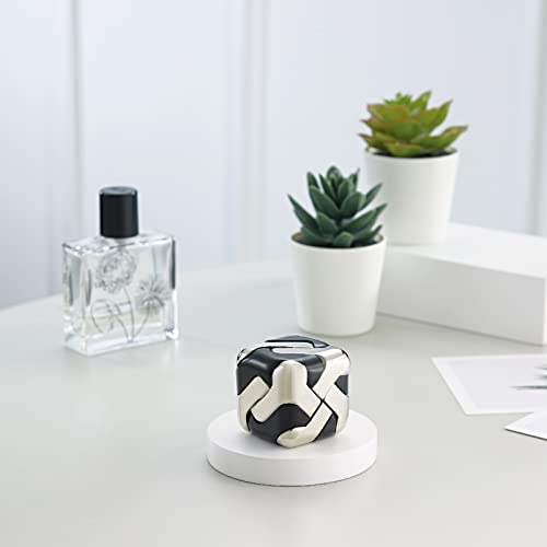 3D Square Black & Silver Three-Dimensional Metal Puzzles, Mind Puzzles for Adults Hand Cube Brain Teasers Toy