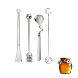 4 Stück Edelstahl Honiglöffel mit Spirale, aufhängbar für Honig, Marmelade