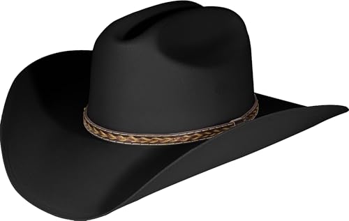 Mrlahat Western Cowboy & Cowgirl Hat Wide Brim Front Pinch Style (US, Alpha, Small, Medium, Black)