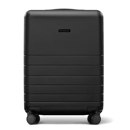 FEYNSINN Handgepäck-Koffer Hartschale Ryker echtes Polycarbonat Bordgepäck Rollkoffer 55x40x20 cm Kabinen-Trolley TSA-Schloß 4 Rollen schwarz