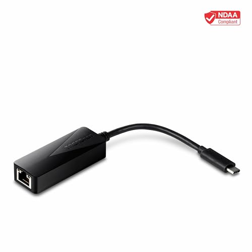 Image of TRENDnet USB Type-C to Gigabit Ethernet LAN Wired Network Adapter, Windows & Mac Compatible, Nintendo Switch, USB-C to Gigabit Ethernet Adapter, Black, TUC-ETG