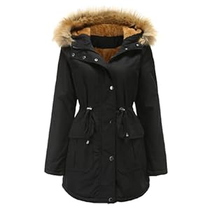 Parka Chaude Femme Manteau Doudoune Femme Veste Rembourrée D Hiver Pour Avec Col Moelleux Manteau D Hiver Ample Capuche Manteaux Black Xxxl
