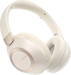 LORELEI B-C6 Wireless Over Ear Headphones, 50H Playtime Foldable Lightweight Bluetooth Headsets, Deep Bass, Built-in Microphone, Memory Foam Earmuff, for Travel, Home Office (Beige White)