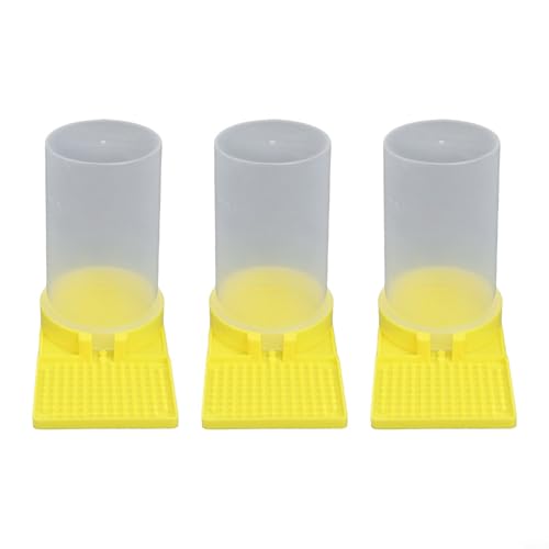 Zilimontt Paquete de 3 comederos de agua para abejas con lavabo de plástico para entrada de colmena, equipo de bebida de abeja amarilla para apicultura y jardines de vida silvestre