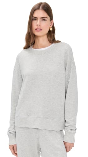 perfectwhitetee Women's Tyler French Terry Pullover Sweatshirt, Heather Grey, S