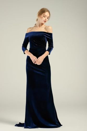 Velvet Bridesmaid Dresses Mermaid Prom Dress Off Shoulder Formal Evening Gowns for Women3