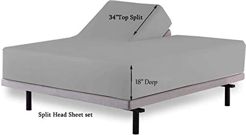 Sheets For Sleep Number Bed Split King,Split Top King Sheets For Sleep Number Bed,100% Egyptian Cotton,Light Grey Solid,34 Split-King,400 Tc,16 Inch Deep,Split King Sheets For Sleep Number Beds #TOP1
