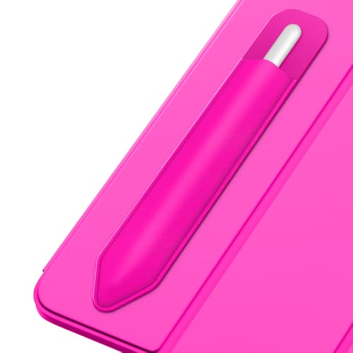 Image of MoKo Adhesive Pencil Case Holder Sticker for Apple Pencil, Pitaya Red | Elastic Pencil Pocket Pouch, Adhesive Sleeve, Attached to iPad Case, For Pro /USB-C /1st /2nd Gen and Similarly Stylus Pens