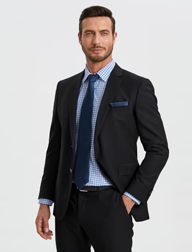 Image of HISDERN Mens Dress Shirt with Tie Pocket Square Set Classic Button Down Shirt Matching Tie Long Sleeve Shirts