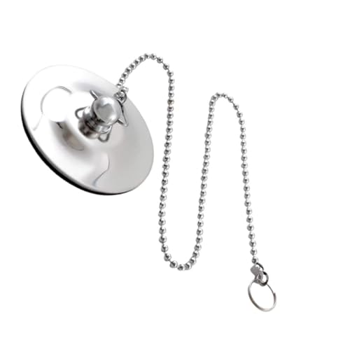 Hemobllo Tapón de Drenaje para Bañera y Fregadero de Acero Inoxidable con Cadena Cobertura Sellante Antidesbordamiento para Baño y Cocina Cierre Hermético y Filtro Antipelo