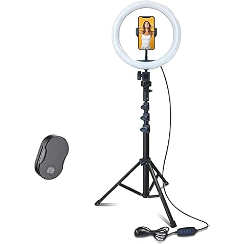 Fugetek 12" Selfie Ring Light Tripod Kit, Phone Holder, Bluetooth Remote, Aluminum Stand Extends to 51", USB Powered, Compatible with iPhone & Android, 3 Color Modes, Video, Photos, Makeup, TikTok Cover