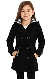 A2Z 4 Kids Girls Parka Jacket Hooded Trench Coat Wool Blends Warm Padded Jacket - Jacket 007 Black 7-8