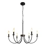 Rviezza 6-Light Farmhouse Chandelier, Black Chandeliers for Dining Room Lighting Fixtures Hanging, C