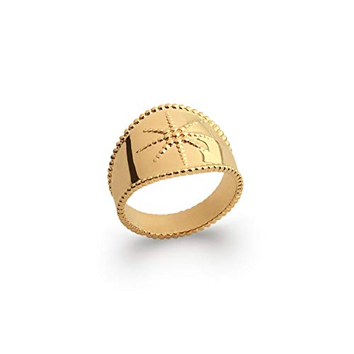 Bague Large SANDYBAY en Plaqué Or Femme Anneau Lune Soleil Gravé