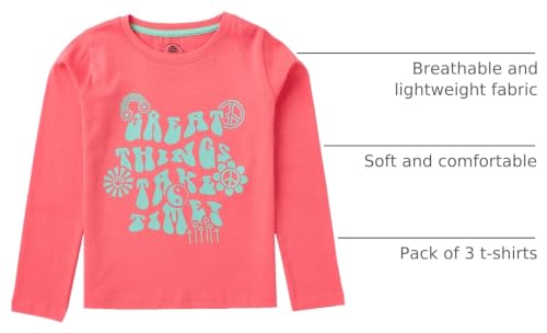 Image of Girls T-Shirts Pack of 3 by Cub McPaws | Kids Cotton T-Shirts for Girls | Long Sleeves Tshirts | for 4-12 Years Girls