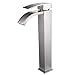 Wovier Brushed Nickel Waterfall Bathroom Sink Faucet,Single Handle Single Hole Vessel Lavatory Faucet,Basin Mixer Tap Tall Body