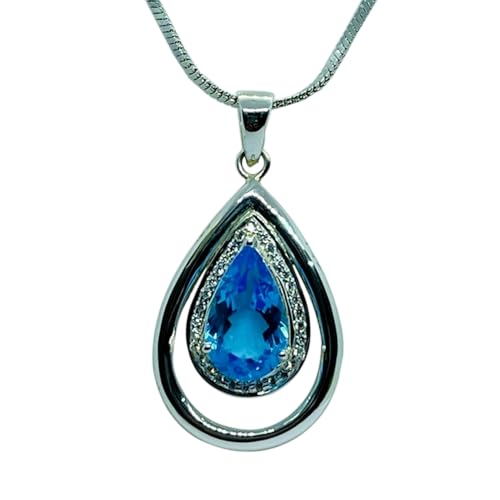 Pendentif poire topaze bleue naturelle LKBEADS, le cadeau spirituel idéal pour femme