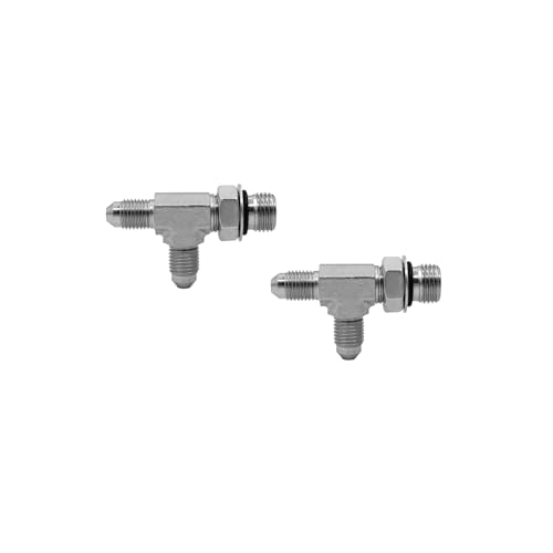 Image of (2-PACK) 6804-04-06-04-NWOHydraulicHose AdapterFittingRunTee1 /4 inchMaleJIC37(7 /16 inch-20UNF)x3 /8 inchMale AdjustableO-RingBoss(9 /16 inch-18UNF)x1 /4 inchMaleJIC37(7 /16 inch-20UNF)PipeJointsConnectorCarbonSteel