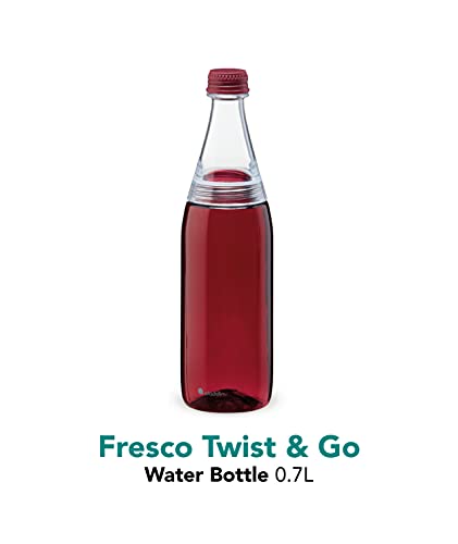 Aladdin Fresco Twist & Go Water Bottle 0.7L Burgundy Red – Two-Way Leakproof Lid For Easy Filling And Cleaning - Carbonated Beverage Friendly - Bpa-Free - Smooth Drinking Spout - Dishwasher Safe #TOP1