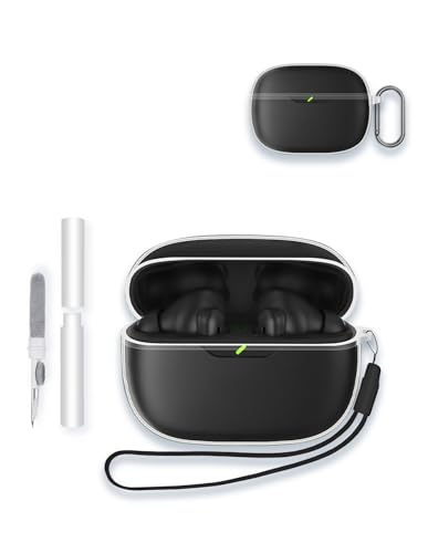 Case Cover for JBL Wave Beam 2 True Wireless Noise Cancelling Earbuds,Clear Soft TPU Protective Cover with Keychain and Cleaner Kit for Women Men Shockproof Skin,Clear