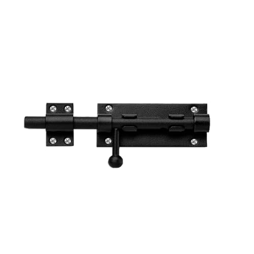 MGGi 304 Stainless Steel Slide Bolt Latch - 8 Inch Heavy Duty Gate Lock with Padlock Hole, Shed Door Latch for Barn Doors, Fence, Shed Security - Black Color