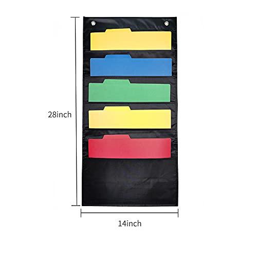 Moniss Organizador de arquivo de parede suspenso grande 5 bolsos armazenamento gráfico de bolso com