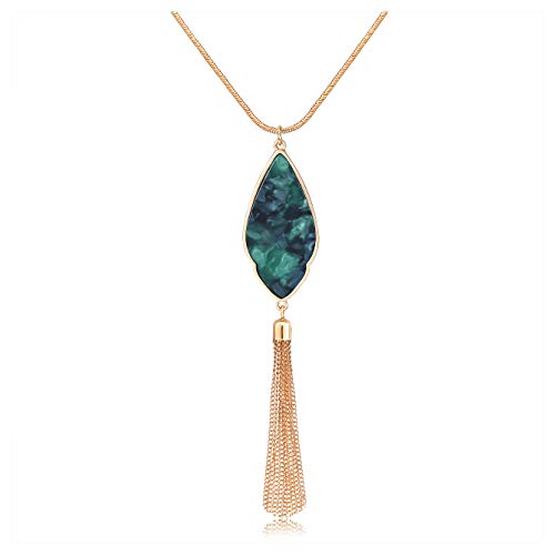 LPON Long Necklaces For Women Statement Arrowhead Acrylic Pendant Necklaces Boho Tassel Y Necklace...