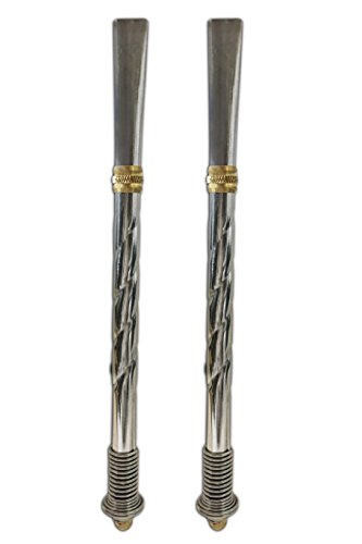 2 Spring Yerba Supply Yerba Mate Tea Bombilla Gourd Drinking Straws Filtered (Gold Design)
